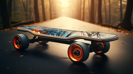 Afwasbaar fotobehang Electric skateboard © Cedar