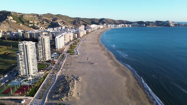 Aerial view of Cullera beachfront in the Valencian Community