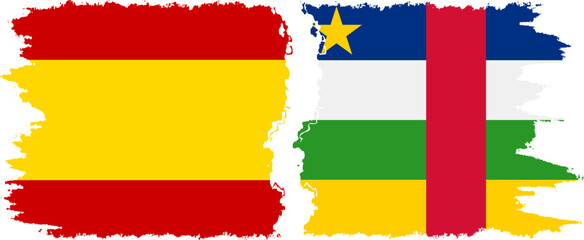 Central African Republic and Spain grunge flags connection vecto