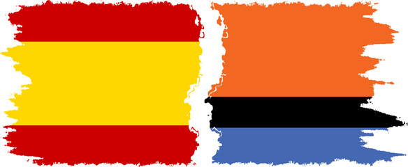 Chagos and Spain grunge flags connection vector