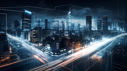 Global business, internet network connection, internet of things, smart city concept