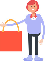 Woman Character Holding Shopping Bag
