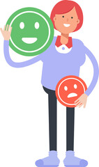 Woman Character and Emoticon Sign
