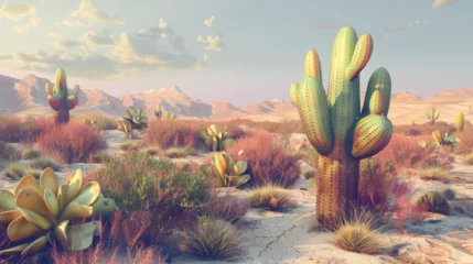 Küchenrückwand glas motiv landscape of cactus in the desert  © ananda