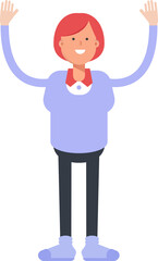 Woman Character Raising Hands
