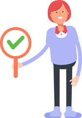 Woman Character Showing Check Mark
