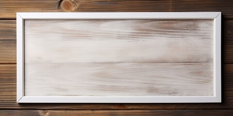 Empty frame on a wooden surface.