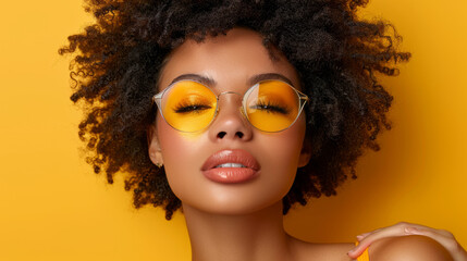 Fototapeta premium Beautiful curly Black Young Woman