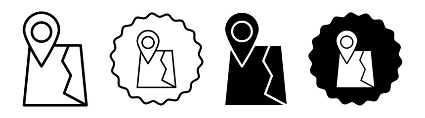 Map set in black and white color. Map simple flat icon vector