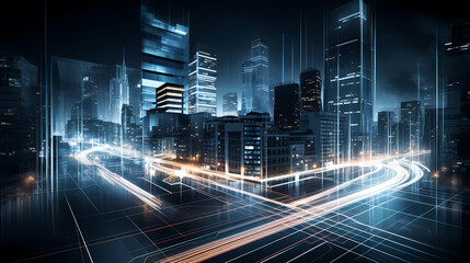 Global business, internet network connection, internet of things, smart city concept