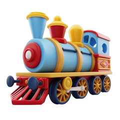 Toy train, 3d train isolated on a white or transparent background, png