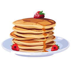 Plate with a stack of homemade pancaces with syrup | Dessert, meal or breakfast | Menu for your restaurant