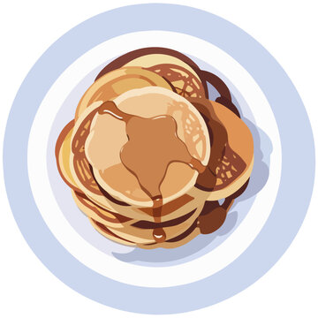 Plate with a stack of homemade pancaces with syrup | Dessert, meal or breakfast | Menu for your restaurant