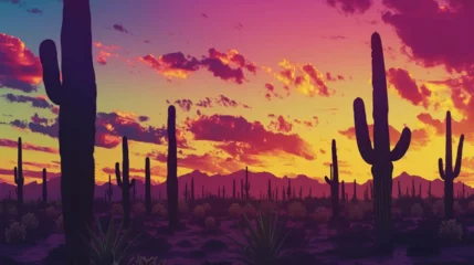 Tuinposter landscape of cactus in the desert  © ananda