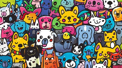 Doodle Dogs Texture Background