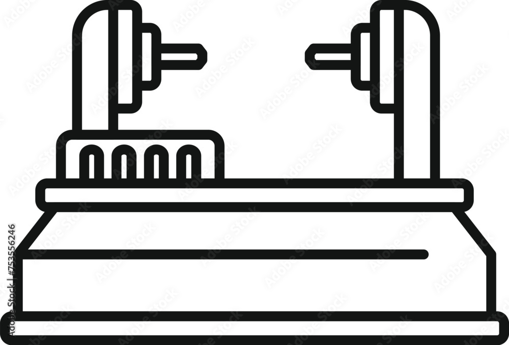 Poster controller cnc machine icon outline vector. control production. gear manufacture