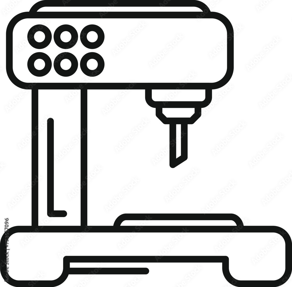 Poster steel cnc machine icon outline vector. complex control. numerical flash production