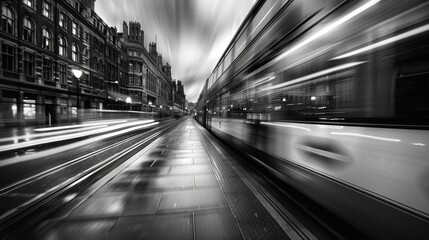 Motion Blur London Transport in Black and White