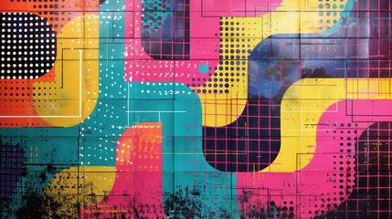 Vibrant Geometric Abstract: Colorful Art Wallpaper - obrazy, fototapety, plakaty