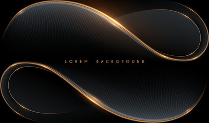 Abstract black and gold waved shapes background - 753557854