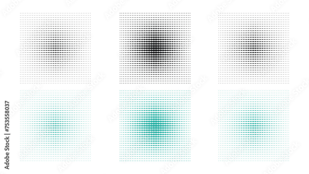 Poster halftone icon set with dynamic symbol. black and white icon with a halftone pattern abstract design 