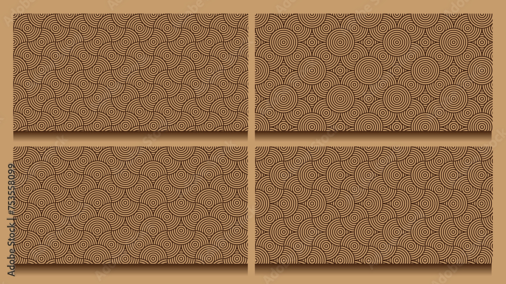 Poster set of seamless patterns. japanese wave seamless pattern collection, abstract background,