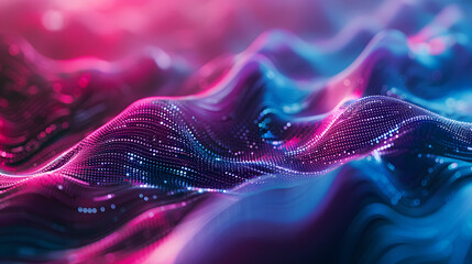 Pink and Blue Abstract Digital Waves