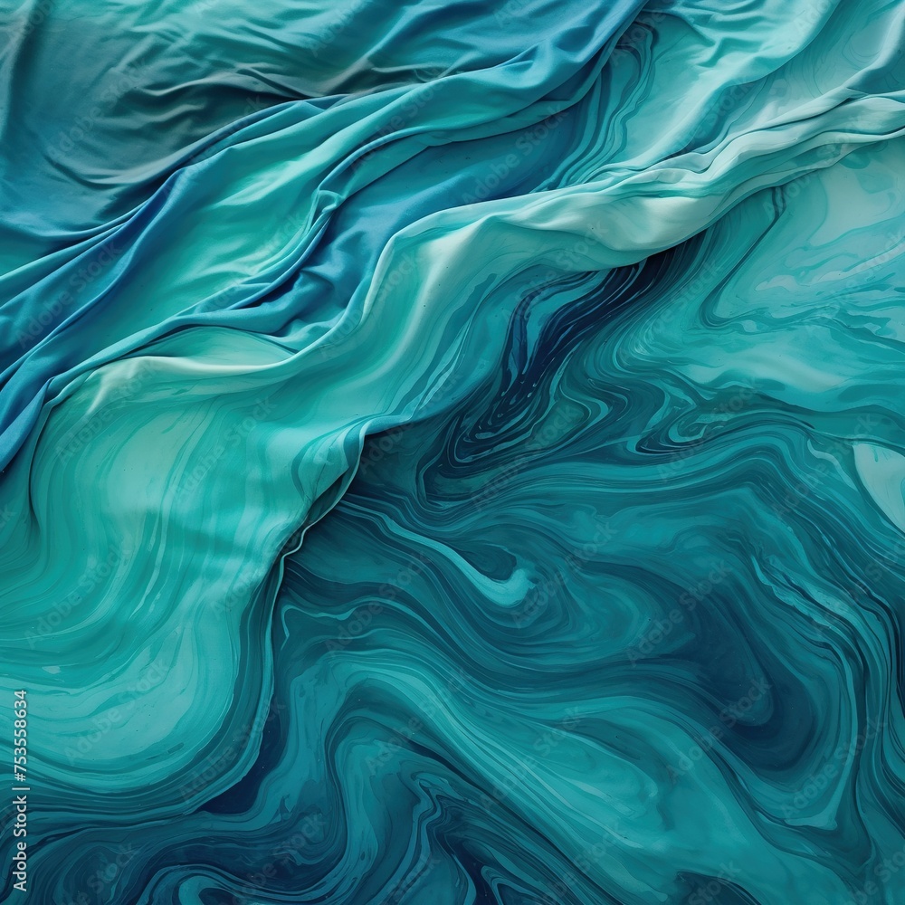 Poster the artwork shows an abstract serene flow of teal, ideal for conveying calm and creativity in design