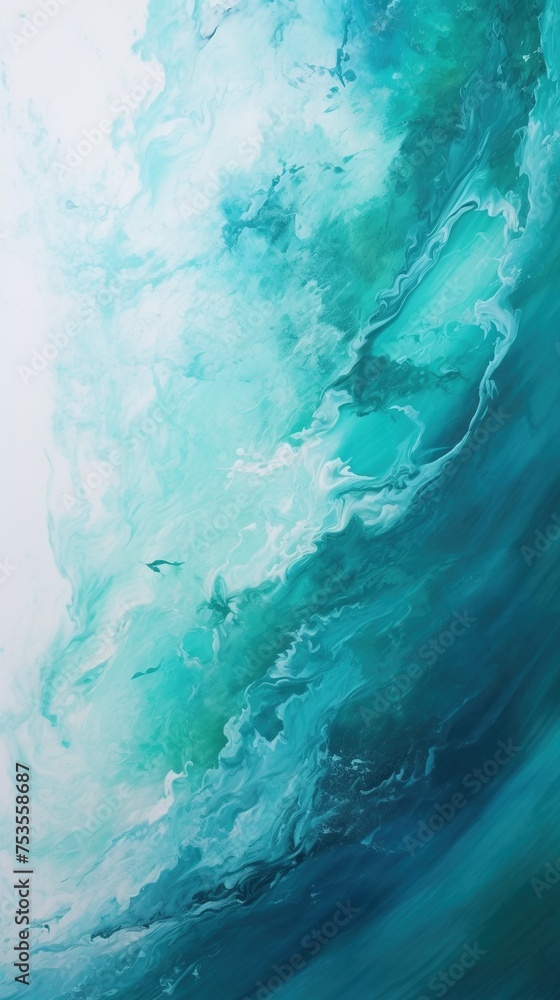 Poster the vertical frame features a harmonious blend of turquoise and aqua, perfect for design elements or