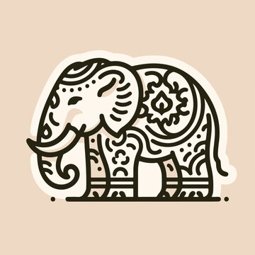 Beautiful Elephant animal vector logo sticker icon tottoo.
