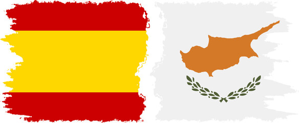 Cyprus and Spain grunge flags connection vector