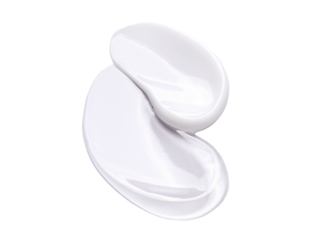 samples of cosmetic care products smear of cream and gel texture on transparent background