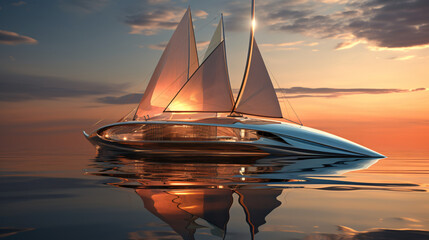 Futuristic sailboat - obrazy, fototapety, plakaty