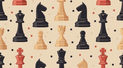 Chess Pieces on Light Brown Background