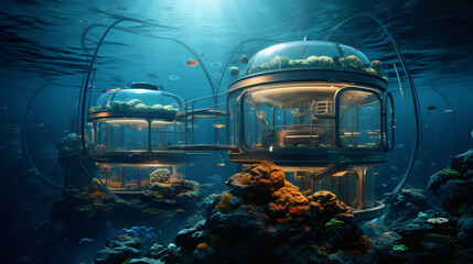 Futuristic underwater habitats - obrazy, fototapety, plakaty