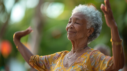 Elderly Woman Enjoying Outdoor Vitality and Wellness