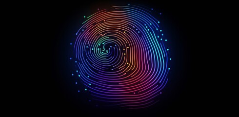 Fingerprints Cyber security concept Digital security authentication concept Biometric authorization Identification. Vector illustration of the fingerprint of different color. Generative AI.
