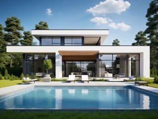 A minimalist modern house with clean lines and sleek architectural elements