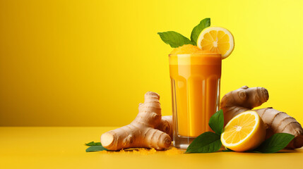 Ginger lemon turmeric immune system shot juice 