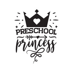 Preschool Princess Vector Design on White Background