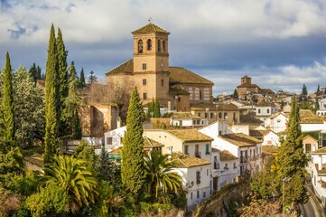 View of the Albaicin neighborhood in Granada, Andalusia,  Spain