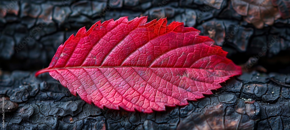 Poster detailed close up of red leaf skeleton texture background for design and abstract concepts