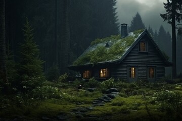 Fototapeta na wymiar House in woods