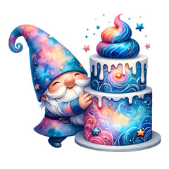 Gnome cake space and candle