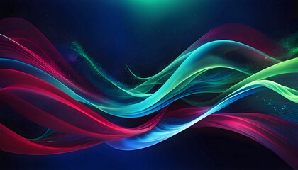 Fototapeta premium Abstract waves of rainbow background flow on dark background, Abstract wallpaper for design,
