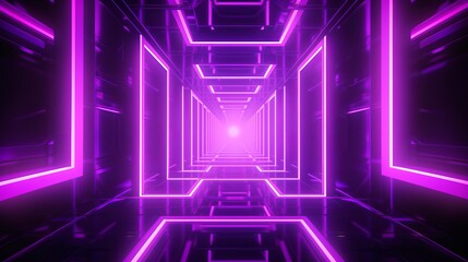 Another 3D render displays a bright pink-violet neon abstract background with glowing panels illuminated by ultraviolet light, depicting futuristic power-generating technology.