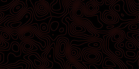 Black Red map of strokes on slightly reflective aluminum background panorama of clean,desktop wallpaper plate with reflections has a shiny topography luxury floor grunge wooden.
