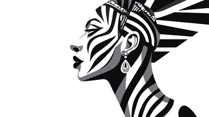 Nefertiti Queen Zebra Woman made of black and white. - obrazy, fototapety, plakaty