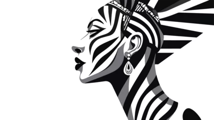 Foto op Plexiglas Nefertiti Queen Zebra Woman made of black and white. © Noman