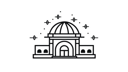 Observatory planetarium line icon vector.